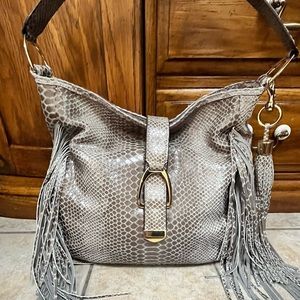 GILLI Fringe Snakeskin Hobo